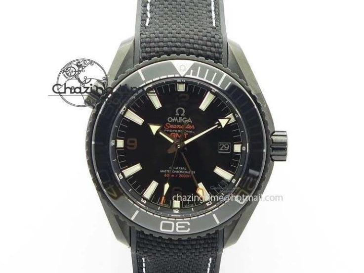 0705 ComfortFit Planet Ocean 45mm GMT DLC JHF Best Edition Black Dial On Rubber Strap A 8194